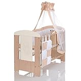 BÄR Beige Babyzimmer Möbel Komplettset mit Kinderbett 120×60 Wickelkommode 9 teiligen Bettwäsche Set creme weiss - 2