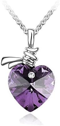 Women's Crystal Love Heart Pendant Necklace Light Purple Jewellery Gift UK Seller