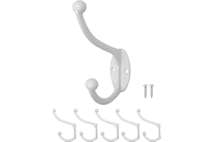 Fuxxer Set di 5 ganci classici per guardaroba, colore: bianco