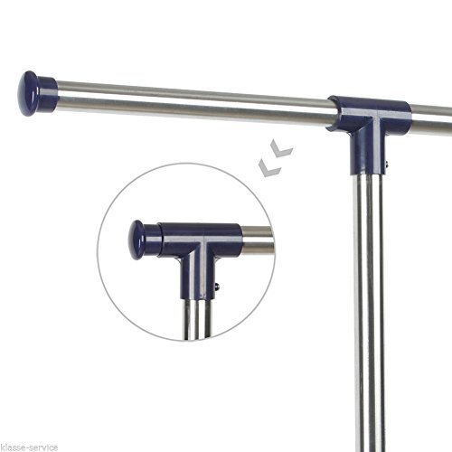 Kronenburg Kleiderständer Doppelstock – Garderobenständer mit Rollen – Höhenverstellbar von 113 bis 198 cm in Blau - 5