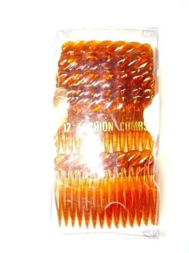 BROWN TORT PLASTIC HAIR COMBS HAIR SLIDES 12 PACK APPROX.7CM HAIR ACCESSORIES