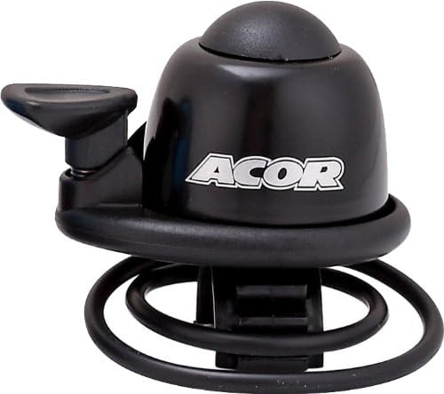 Acor Alloy Bike Cycling Mini Bell, Quick Release O Ring Strap Anodized Colours (Black)