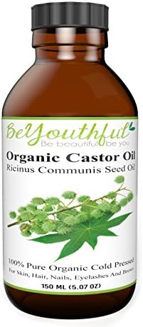 BeYouthful Castor Oil For Hair, Skin And Nails. 100% Pure Organic Cold Pressed Hexane Free In Glass Bottle. Aids Hair Growth In Eyelashes, Brows & Scalp. Beauty Recipes Guide And Mascara Brushes.