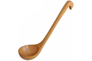 Ecloud Shop® Articoli per la tavola di legno naturale da cucina Grande Mestolo Soup Spoon profonda porridge Hook cucchiaio salsa di pentole di servizio Latte Paletta Tanoak colori di legno