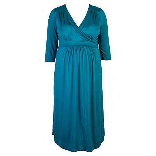 Heavenly Bump Maternity 3/4 Sleeve Wrap Dress - Teal 14 Teal