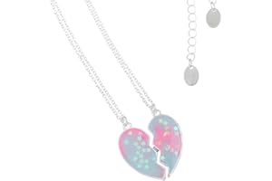 TSLRSA - 2 Pcs BFF Halskette Freundschaftshalskette Farbverlauf rosa Stern Schmuckanhänger beste Freundin Mädchen Halskette Mädchen Geburtstag Geschenk Anhänger Kette Geschenk (rosa Herz)