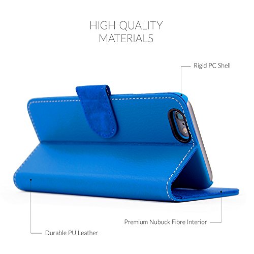 iPhone 6S Case, Snugg - Blue Leather iPhone 6s Flip Case [Lifetime Guarantee] Premium Wallet Phone Cover with Card Slots for Apple iPhone 6S