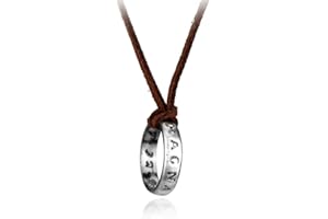 Gionatan Shop Collana Nathan per Cosplay anello con cordino in pelle con ciondolo vintage Drake antico con incisione PARVIS MAGNA