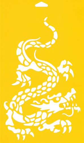 30cm x 17,5cm Flexibel Kunststoff Universal Schablone - Textil Kuchen Wand Airbrush Möbel Dekor Dekorative Muster Torte Design Technisches Zeichnen Zeichenschablone Wandschablone Kuchenschablone - Orientalische Chinesischer Drache Monster