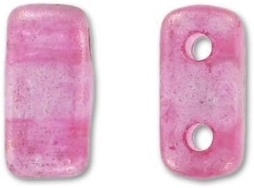 Czechmates Bricks 2 holes 6 mm Madder Rose Halo x50
