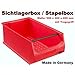 Produktbild Sichtlagerbox Stapelbox Lagersichtbox 500x300x200mm & Griff rot