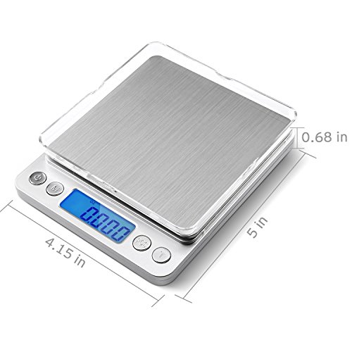 Digitale Küchenwaage IDAODAN 500*0.01g Mini Taschenwaage Electronische Professionelle Waage Feinwaage mit Beleuchteter LCD-Anzeige Silber - 6