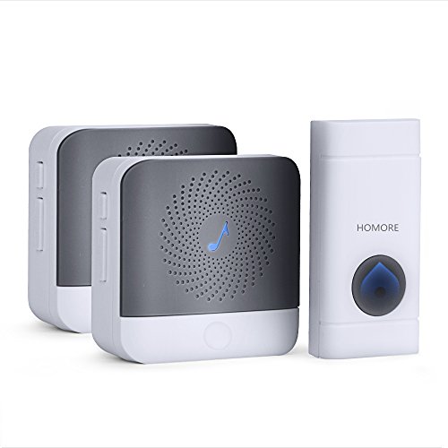 Preisvergleich Produktbild Funkklingel Türklingel, HOMORE Kabellose Hausklingel, Wireless Digital klingel, Wasserdicht mit 2 Empfänger und 1 Sender,52 Klingeltöne, Reichweite bis zu 300 Fuß