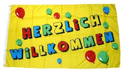 Fahne / Flagge Herzlich Willkommen 90 x 150 cm Fahnen Flaggen