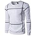 Produktbild Elecenty Herren Bluse Kapuzenpullover Pullover,Gestreift Rollkragen Männer Mantel Lange Ärmel Männer Bluse Streetwear Hemden Hemd Kompressionsshirt Sweatshirt Langarmshirt Tops (L, Weiß)