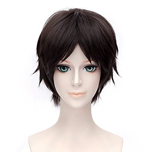 30cm Straight Party Hair Wig Anime Attack On Titan Eren Jaeger Dark brown Short Cosplay Wig