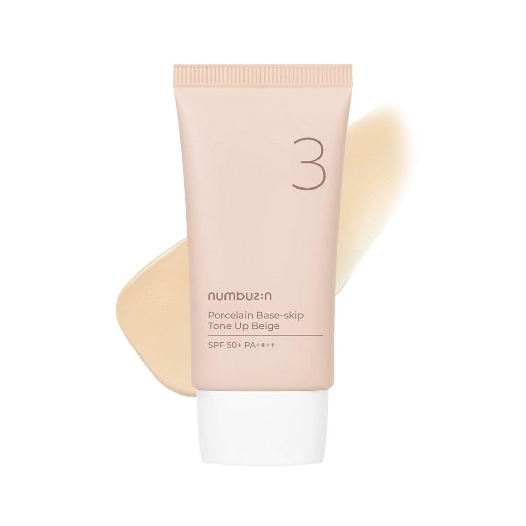numbuzin No.3 Porcelain Base-Skip Tone Up Beige 1.69Fl Oz/ 50Ml | 3-In-1, Tinted Moisturizer, Evens Out Skin Tone, Tone Up Cr