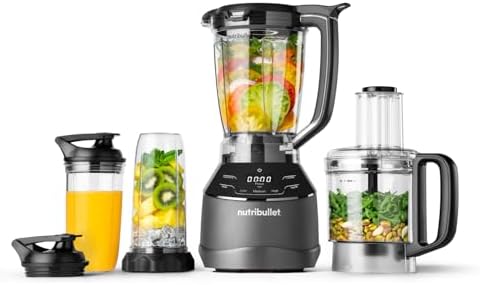nutribullet Triple Prep, Robot da cucina, Frullatore Multifunzione, Potenza 1500W, Caraffa 1.8l, Ciotola robot da 1,6l, disco per affettare e sminuzzare, lama per impastare e tritare, nero, NBF580B