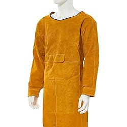 ENJOHOS Tablier de Soudage Soudure Intégré Tablier Étanche pour Souder Cuir Nonpropagateur d'incendie Anti-éclaboussure antithermique Accessoire de Soudage Tablier Porte Outils Anti Feu Jaune 105 cm