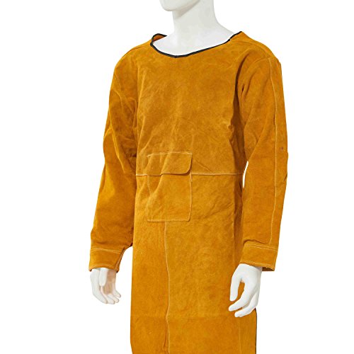ENJOHOS Tablier de Soudage Soudure Intégré Tablier Étanche pour Souder Cuir Nonpropagateur d'incendie Anti-éclaboussure antithermique Accessoire de Soudage Tablier Porte Outils Anti Feu Jaune 105 cm
