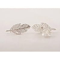 Selia Feder Ohrring Blatt Ohrstecker handgemacht Modeschmuck Schmuck, minimalistisch, filigran