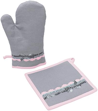 NUANCES DU MONDE Printed Cotton Secret Oven Glove Plus Pot Holder, 20 x 20 cm