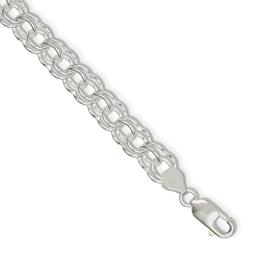 925 Sterling Silver 25mm Double Link Charm Bracelet