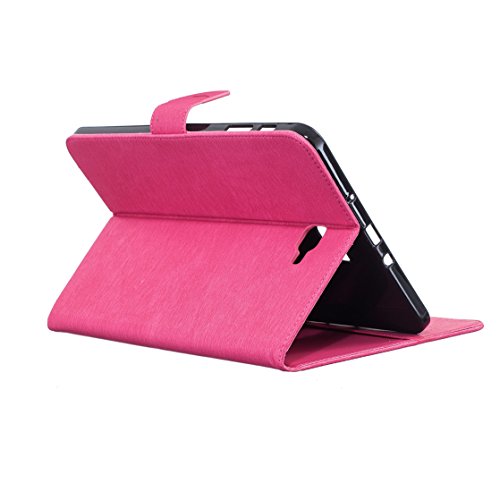 Romtronic Lederhülle Leder Tasche Case Cover für Samsung Galaxy Tab A 10.1 2016 (SM-T580 SM-T585) Hülle PU Schutz Etui Schale Feather Muster Design Backcover Flip Cover Wallet Case mit Standfunktion Karteneinschub und Magnetverschluß (Magenta) - 5