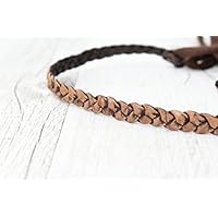 Haarband Leder geflochten // braun-schwarz 'antik