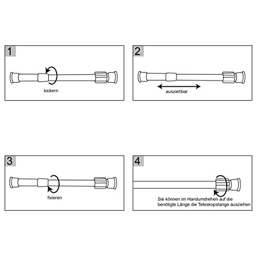 Woltu BZ4107ws Duschvorhangstange Teleskopstange Klemmstange, Edelstahl, Verstellbereich 112 – 200 cm, Weiß - 5