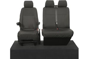 UK CUSTOM COVERS CUSTOM DESIGNS FOR ULTIMATE PROTECTION UK Custom Covers SC103B Tailored Heavy Duty Waterproof Front Seat Covers (Single/Double WITH Armrests) Black - To Fit VW Transporter T5/T5.1 2003-2015