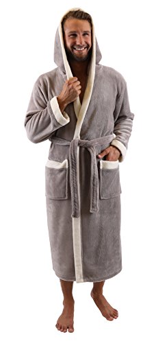 Betz leichter sportlicher Bademantel UNISEX Saunamantel mit Kapuze Damen Herren Farbe Beige oder Braun Größen S – XXL - 2