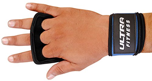 Ultra Fitness® Strukturierte Leder Hand Grips Crossfit Palm Displayschutzfolie mit Handgelenkstütze Gymnastics Grips für Cross Fitness Crossfit Wods, Pull Ups, Kettlebell Workout, Barbell Training, Gewichtheben, Velcro Handgelenk Support, Schwielen Schützen, für Männer und Frauen (Neopren Wrist Wraps) – (wodies 2 in 1 Wrist Wraps und Palm Schutz) - 3