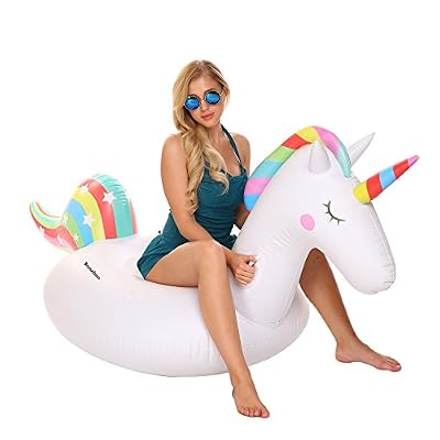 Shyneer Bouée Licorne Gonflable Géant Flotte dans la Piscine pour Fête de Piscine pour Enfant et Adulte