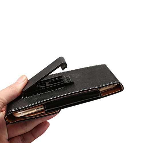 Nero Verticale 360 Degree Rotating in Pelle di QualitÃ  con Clip per Cintura, MisVoice Girevole Con Porta Carte di Credito, per Apple iPhone 7 Plus, Apple iPhone 6s/6 Plus ,Samsung Galaxy S6 EDGE Plus, Huawei Mate 8,Huawei Mate 7,Samsung S7 edge ,Galaxy S7 ,A8 A9 5.5 inch