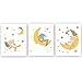 Produktbild Adorable Cartoon Art Print Animals Cute Bear with Moon Little Stars Universe Art Malerei, Set von 3 Kunst-Poster (20,3 x 25,4 cm) für Kinderzimmer