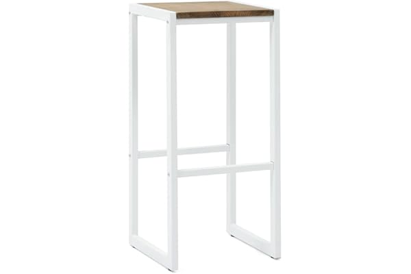 INDIAN DECOR. 38552 Bar Stool / Breakfast Stool / High Stool Modern Shape Seat Metal Structure and Wooden Seat -Coffee Shop -Kitchen - Restaurant -Bar - Home Etc. Metal Bar Chair - White