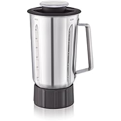 Moulinex Blender Inox XF636DB1 Accessoire Masterchef Gourmet Officiel Capacité 1,5L Résistant Chocs Thermiques Compatible avec Tous les Robots Pâtissier Masterchef QA510110 QA512G10 QA530D10