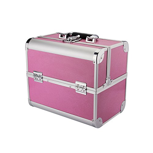 Beauty Cosmetic Jewellery Box/case - ISASSY Aluminium Make up Vanity Case Cosmetic Bag Jewelry box Nail Saloon case Pink