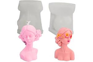Kaxich 2Pcs Candle Mold Eyes Closed Girl Candle Mould Silicone Resin Casting Mould for Making Soap Epoxy Wax Candles DIY Crafts Gifts Home Decoration