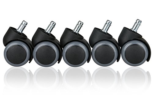 Preisvergleich Produktbild Leeko Ersatzrollen für Bürostuhl, robust, sicher zum Schutz von Hartholzböden mit geräuscharmer Rotation, 5 Stück
