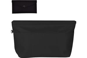 BEIIEB 1 Handbag Organizer with 1 Purse, Nylon Organizer with Keychain, Waterproof Multifunctional Cosmetic Organiser, Shopping Bag Multiple Compartments Women (Black, M)