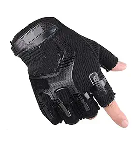 Frackson Imported 1 Pair Protective Half Finger Hand Riding, Cycling, Bike Motorcycle Gloves for Men, Universal Size
