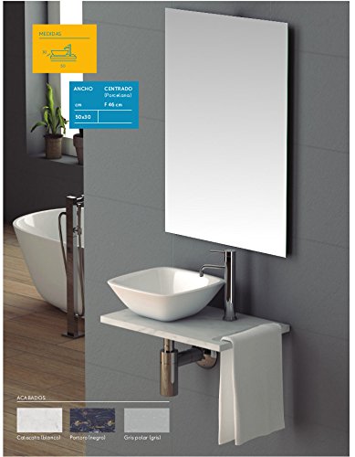 MUEBLE BAÑO MARMOL CALACATA BLANCO CON TOALLERO + LAVABO CERAMICA