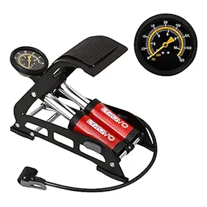 Lyrovo Double Cylinder Portable Foot Pump Air Tyre Inflator with Pressure Gauge for Car Tyres, Bicycle Tyres, Bike Tyres, Motorcycle Tyres, Balls, Air Mattress Inflators (6 Month Warranty)