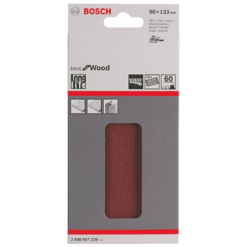 Bosch Schleifblatt C470 Best for Wood+Paint 80x133mm Korn 60, 10 Stk. - 2