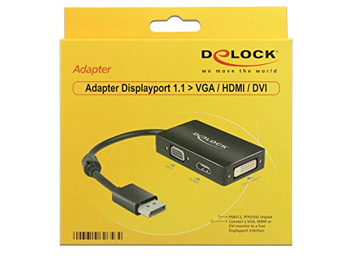 Delock 62656 Adapterkabel DisplayPort 1.1 Stecker> 1 x VGA + 1 x HDMI + 1 x DVI 24+1 schwarz - 2
