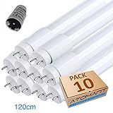Iso 9001 Led Atomant Pack 10x Tubo de Led 120cm, 18w, Blanco Frío 6500K, Standard T8 G13, 1800 Lumenes reales!, 18 W, Frio