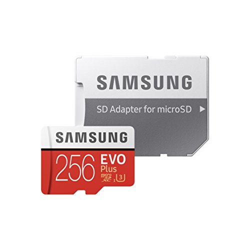 Samsung EVO Plus - Tarjeta de Memoria microSD de 256 GB con Adaptador SD  100 MB s  U3  Color Rojo y Blanco