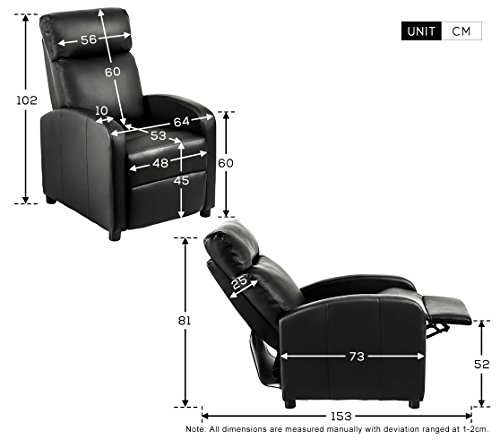 Life Carver® Ultimo Leather Recliner Living Room Armchair Sofa Chair Home Theater Seating Reclining Cinema Home Lounge